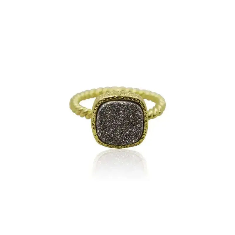 Druzy Ring - Grey Agate - Mystic Soul Jewelry