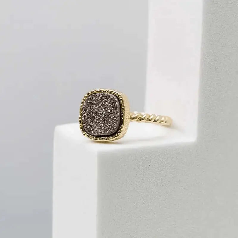 Druzy Ring - Grey Agate - Mystic Soul Jewelry