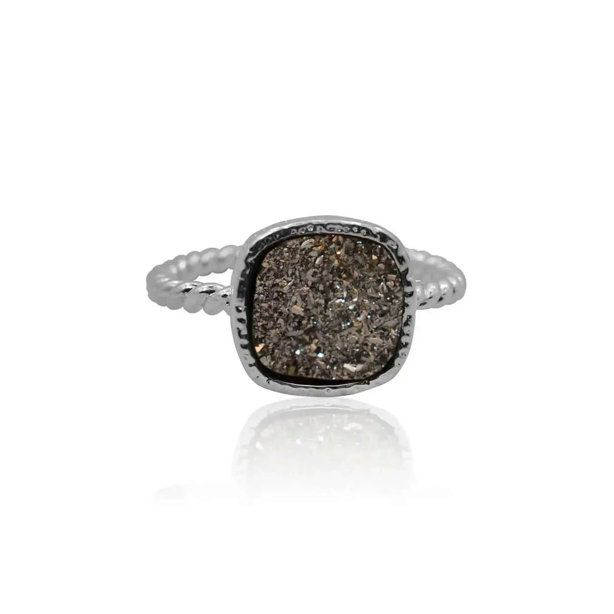 Druzy Ring - Grey Agate - Mystic Soul Jewelry