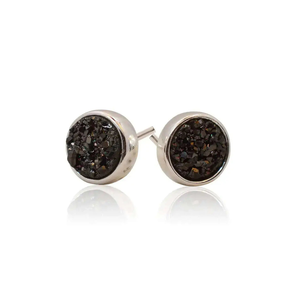 Druzy Round Black Studs - Mystic Soul Jewelry