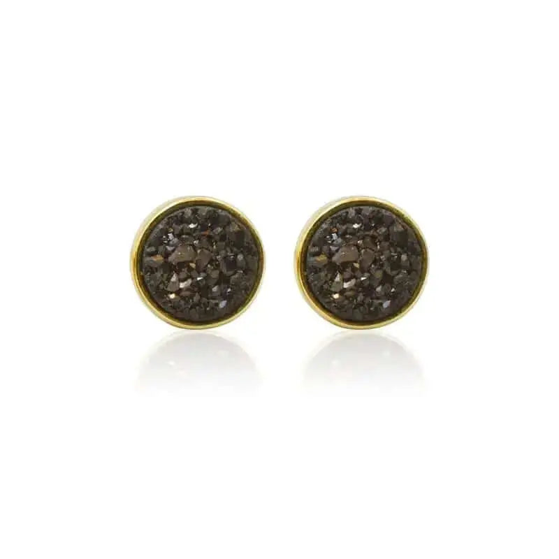 Druzy Round Black Studs - Mystic Soul Jewelry