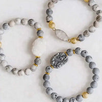 Druzy White Raw Crystal Stretch Bracelet - Mystic Soul Jewelry