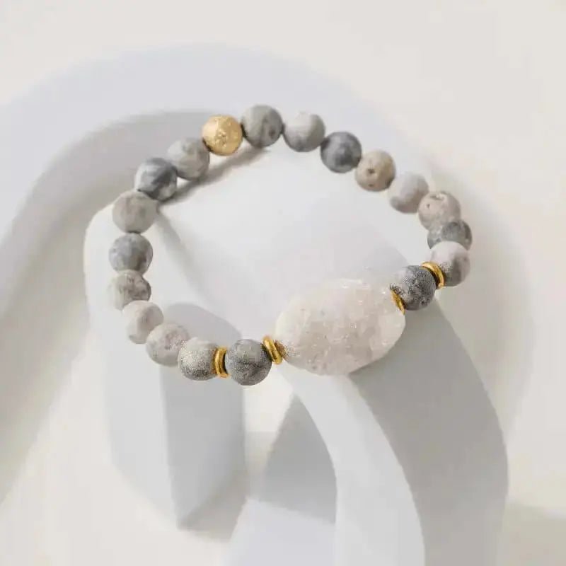 Druzy White Raw Crystal Stretch Bracelet - Mystic Soul Jewelry