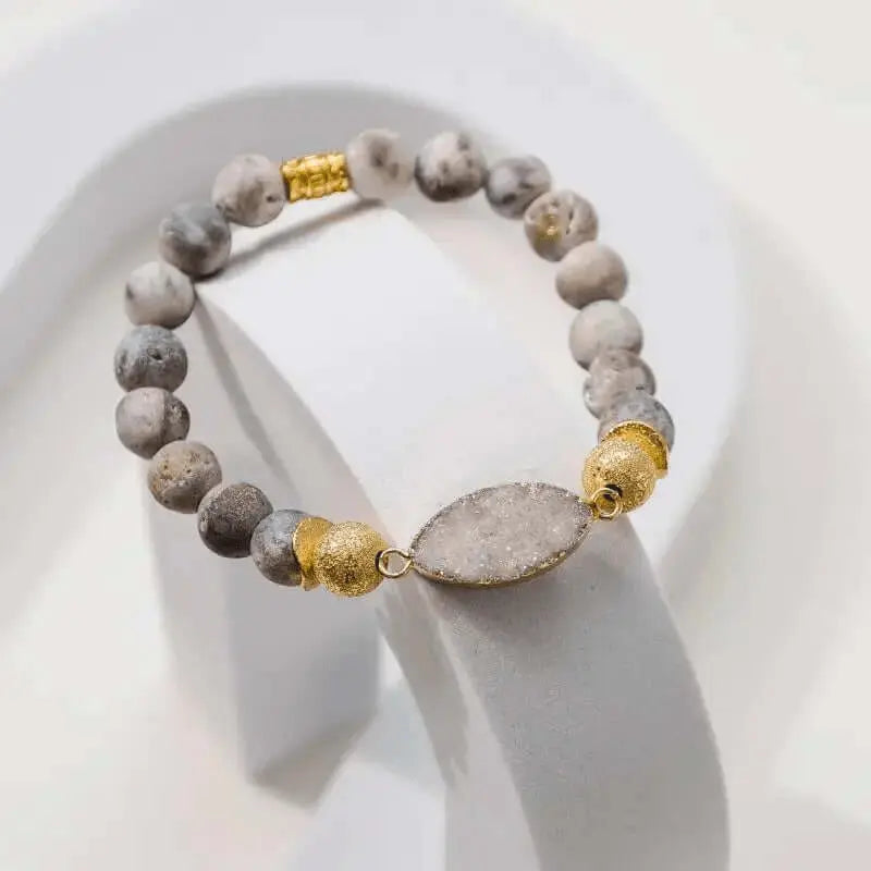 Druzy White Stretch Bracelet - Mystic Soul Jewelry