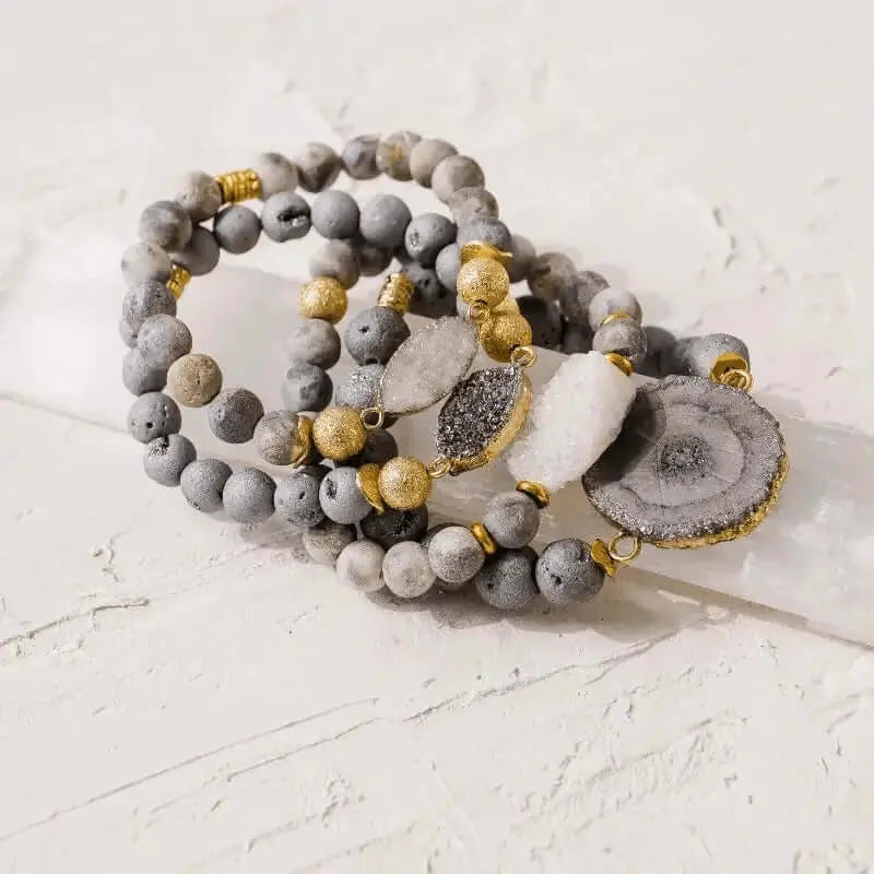 Druzy White Stretch Bracelet - Mystic Soul Jewelry