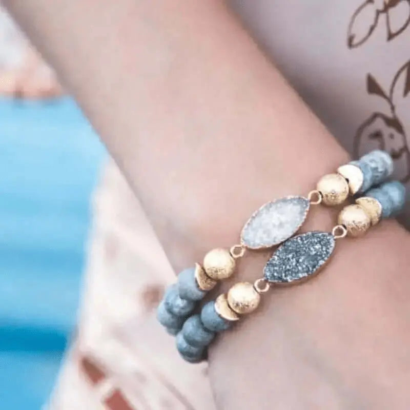 Druzy White Stretch Bracelet - Mystic Soul Jewelry