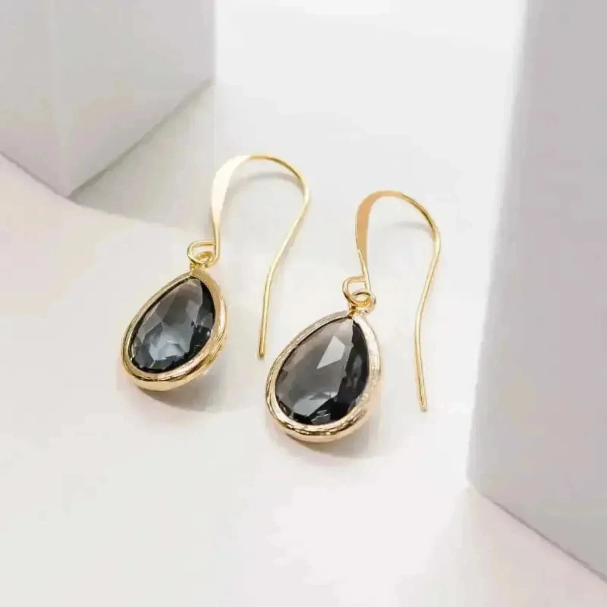 grey gold teardrop earrings