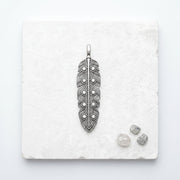 Eagle feather pendant in 925 sterling silver with zircon — statement jewellery for perspective