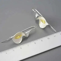 Elegant Calla Lily Flower Earrings - Gold Plated Sterling Silver - Mystic Soul Jewelry