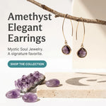 Amethyst earrings with a branch and crystals on a light background