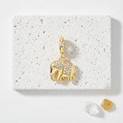 Gold-plated sterling silver elephant charm pendant, detail view