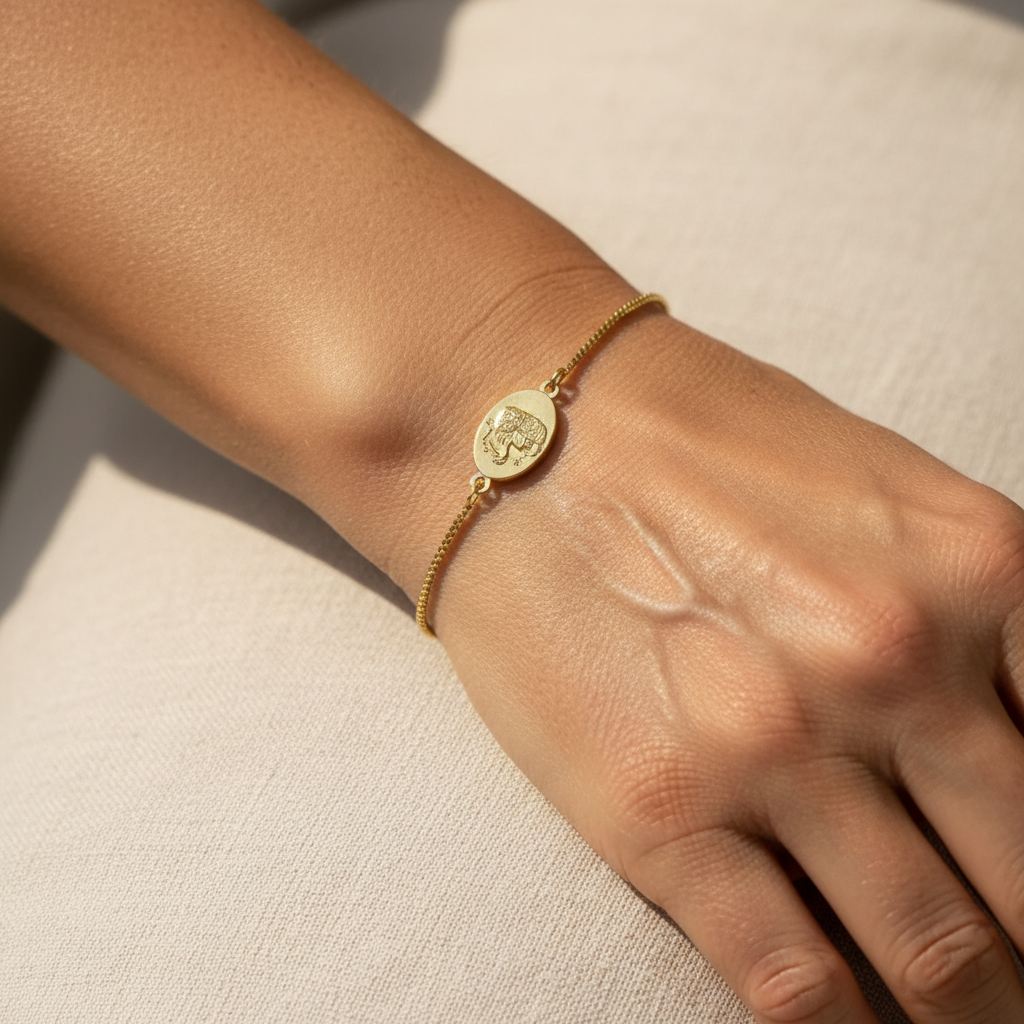 Elephant Jewelry: Adjustable Bracelet Medallion