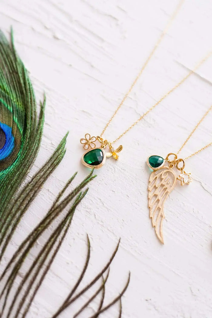 Emerald Angel Wing Necklace - Mystic Soul Jewelry