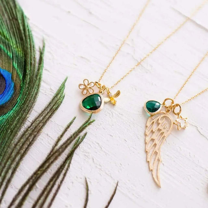 Emerald Angel Wing Necklace - Mystic Soul Jewelry