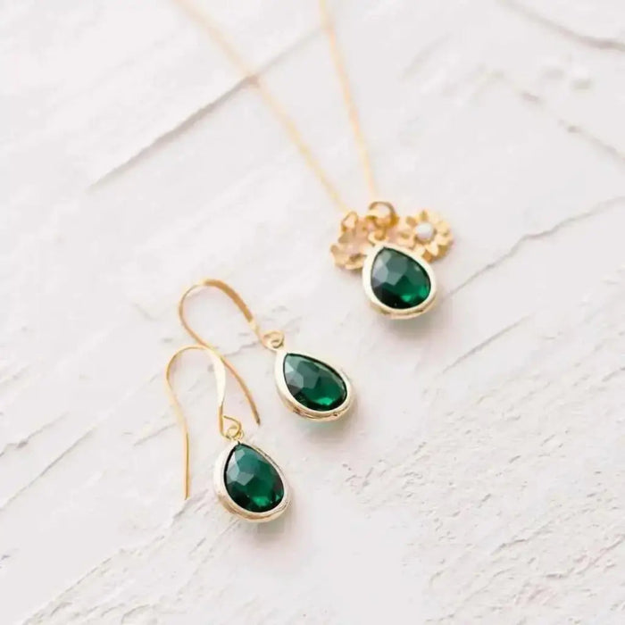 Emerald Green Drop Earrings: Teardrop - Mystic Soul Jewelry