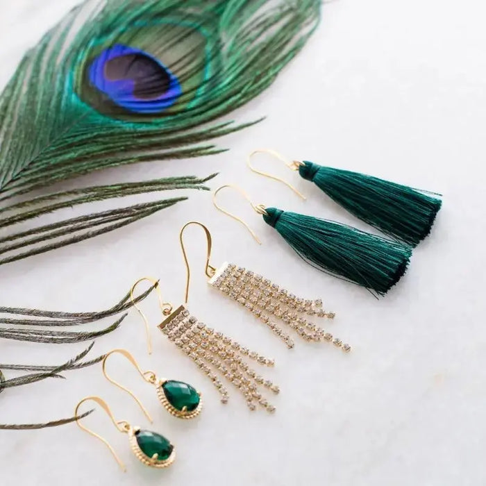 Emerald Green Tassel Earrings - Mystic Soul Jewelry