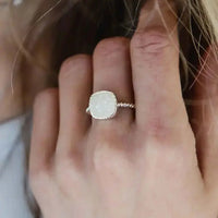 Ethereal Glow White Druzy Ring – Unique Metallic Sheen in Gold or Silver - Mystic Soul Jewelry