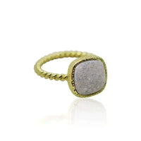 Ethereal Glow White Druzy Ring – Unique Metallic Sheen in Gold or Silver - Mystic Soul Jewelry