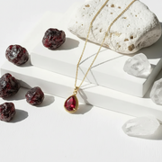 Garnet Exquisite Teardrop Necklace | January Birthstone Burgundy