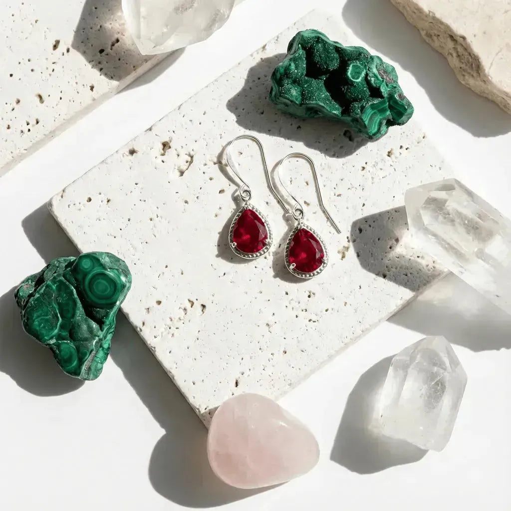 Red Exquisite drop earrings with red glass beads – Mystic Soul Jewelry