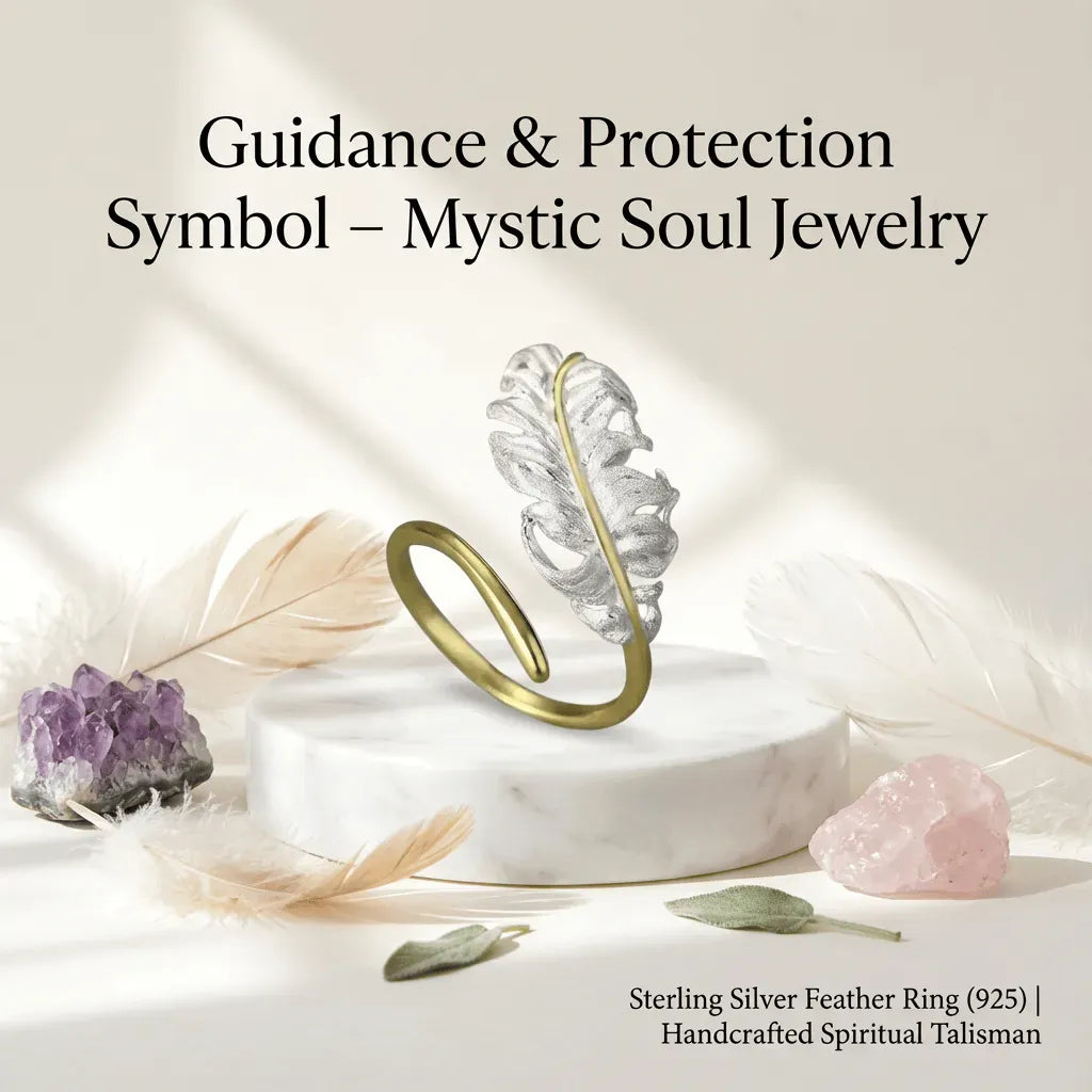 feather ring gold band silver feather