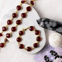 Faceted Garnet Gemstone Bracelet | Luxe Gold - Plated Bracelet - Mystic Soul Jewelry