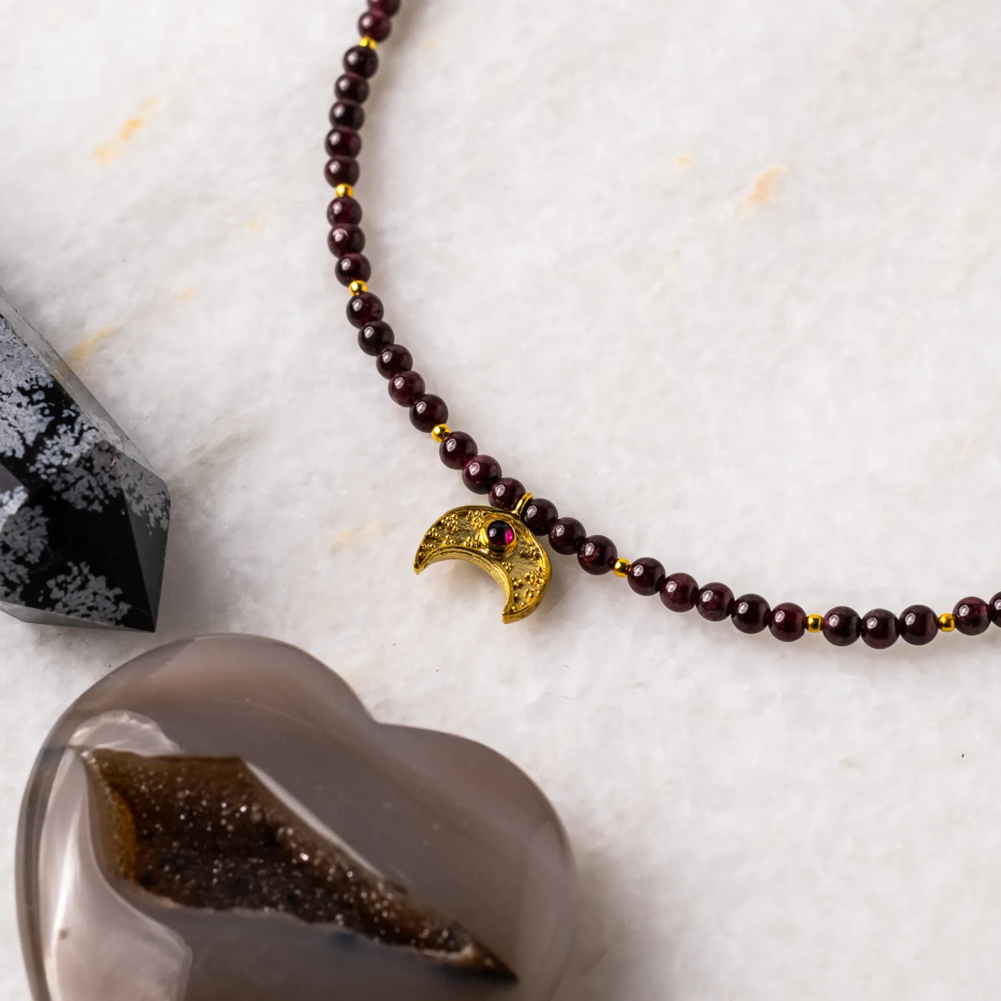 garnet moon necklace
