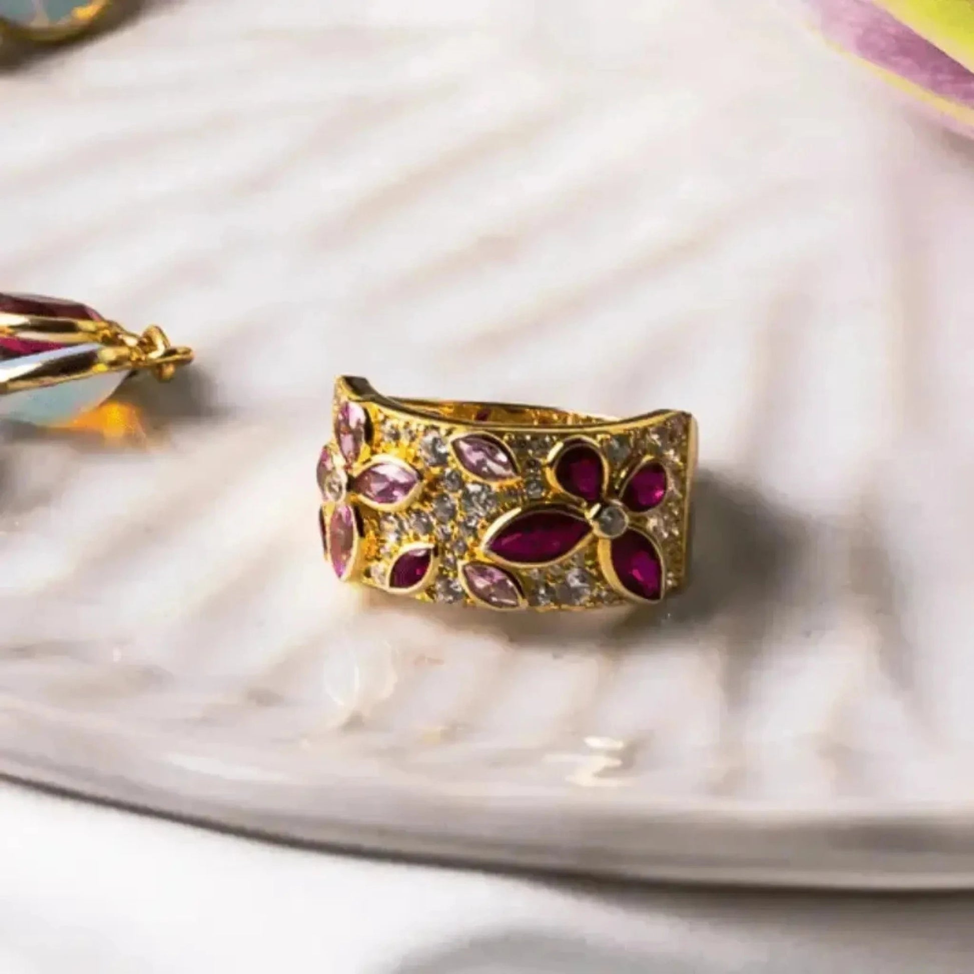 garnet and pink sapphire butterfly ring