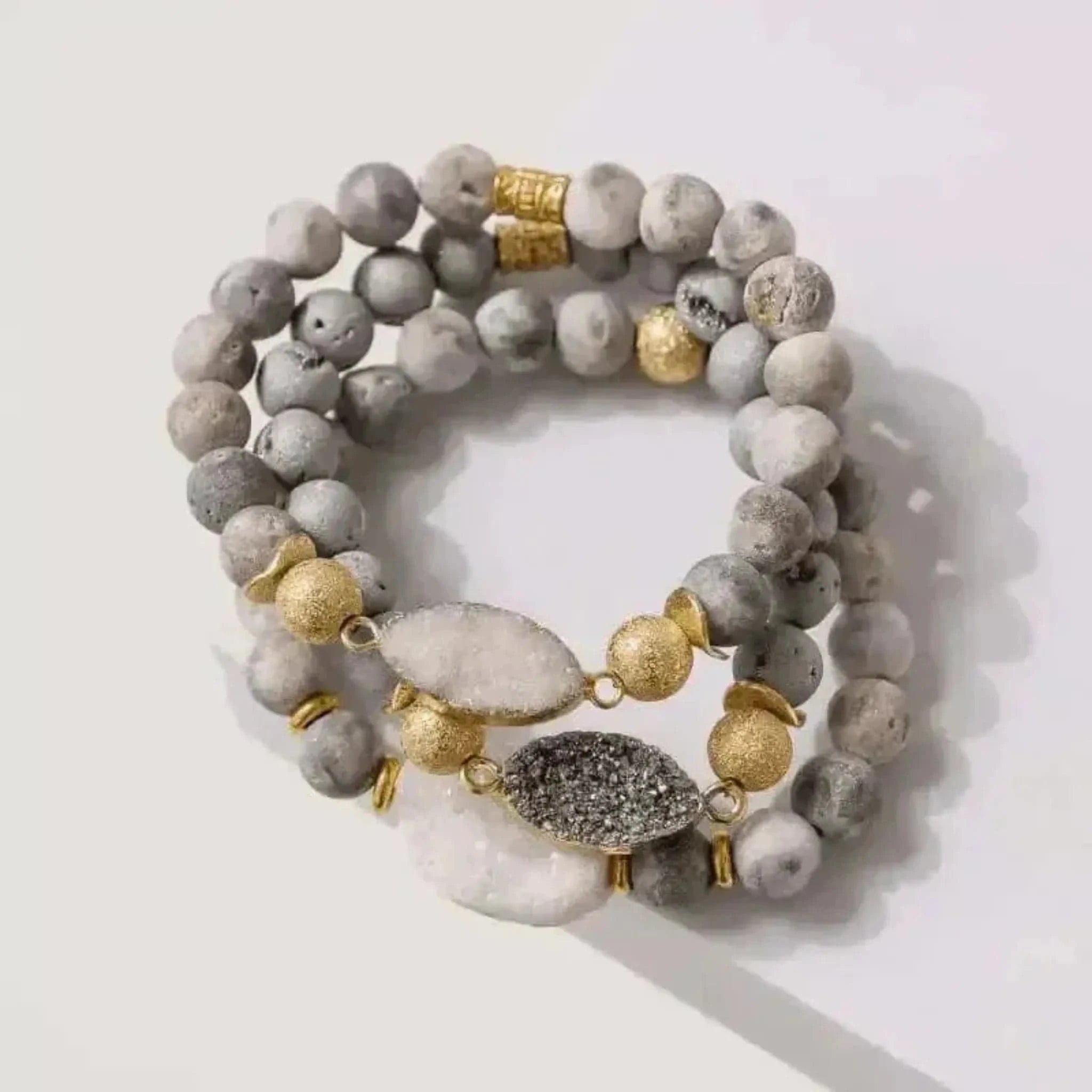 gemstone stacked bracelets