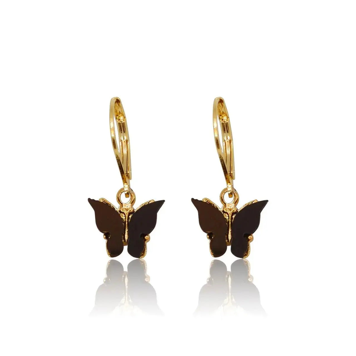 Gold Butterfly Earrings - Black or Pink - Mystic Soul Jewelry