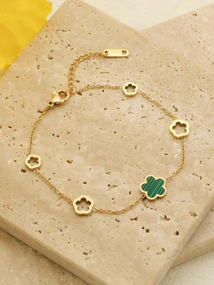 Gold Clover Leaf Bracelet for Spiritual Harmony and Prosperity - Mystic Soul Jewelry