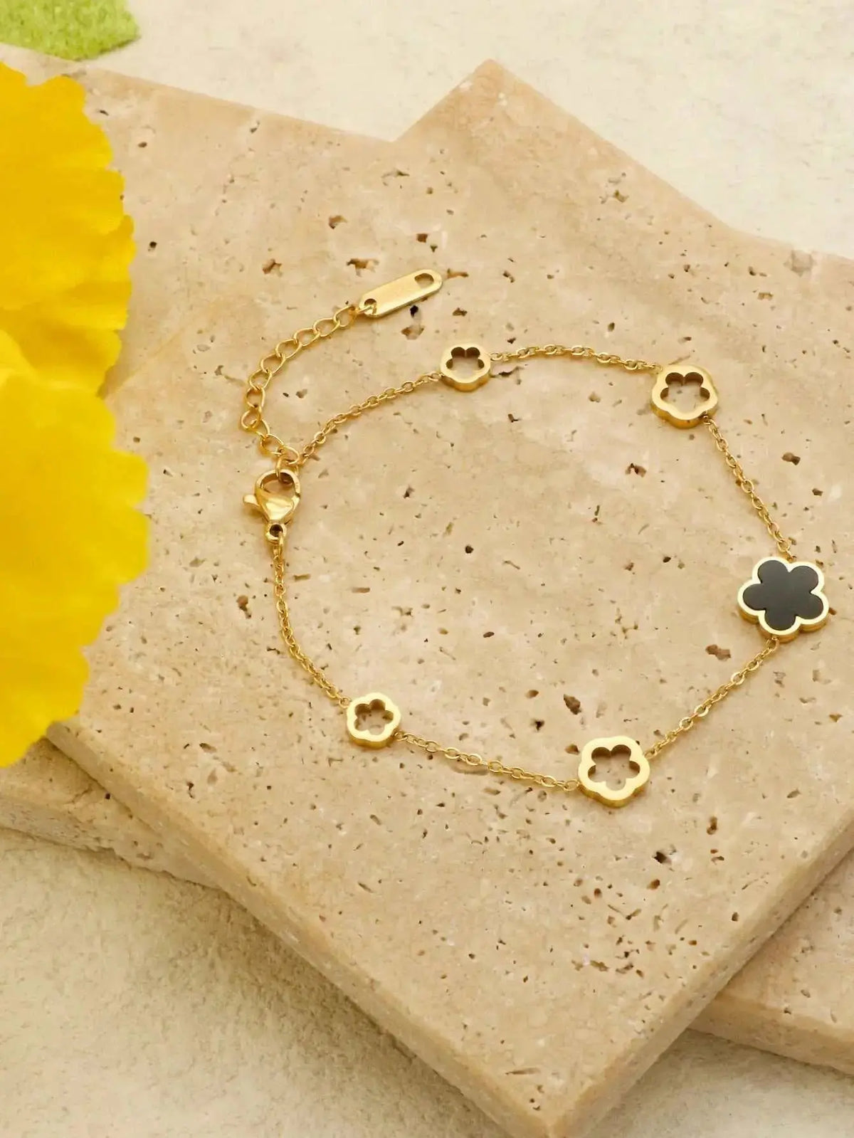 Gold Clover Leaf Bracelet for Spiritual Harmony and Prosperity - Mystic Soul Jewelry