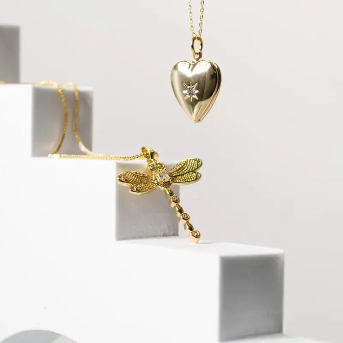 Gold Heart Locket Necklace - Mystic Soul Jewelry