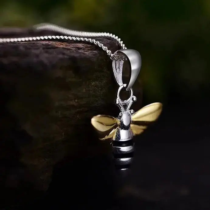 Gold Honeybee Pendant Necklace for Spirituality | Golden Buzz - Mystic Soul Jewelry