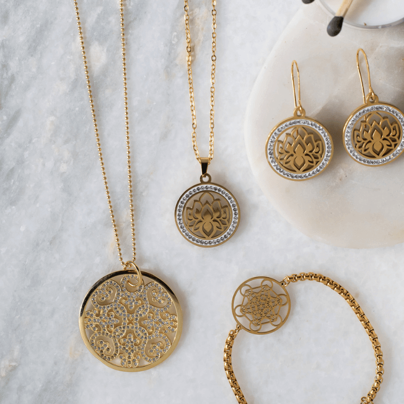 Gold Mandala Necklace | Sacred Geometry Pendant | Spiritual Healing Jewelry - Mystic Soul Jewelry