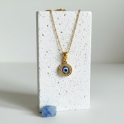 Floating Evil Eye Necklace & Leverback Earrings | 925 Sterling Silver