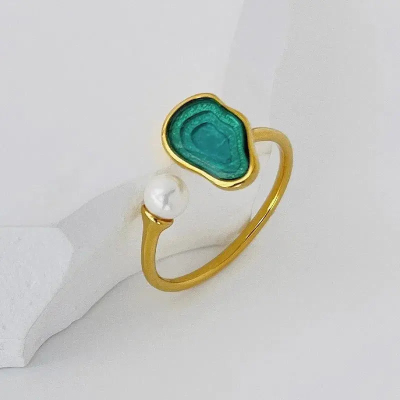 Colorful Epoxy Shell Pearl Open Ring | 925 Sterling Silver