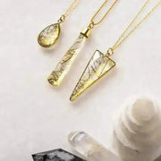 gold pendulum rutile quartz necklaces