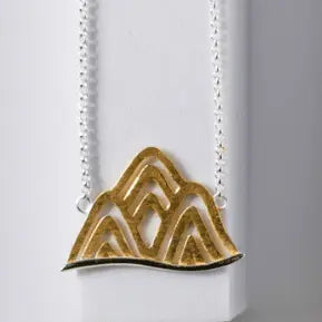 Golden Rockies Mixed Metal Necklace – Sterling Silver Chain with Gold - Plated Mountain Design - Mystic Soul Jewelry