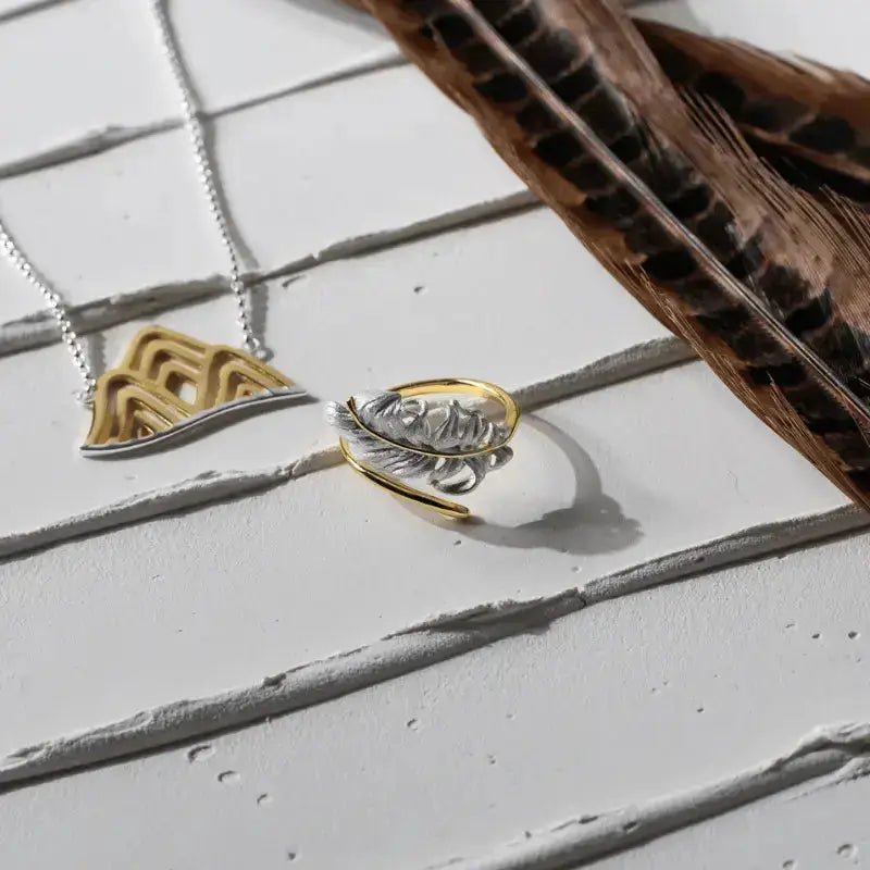 Golden Rockies Mixed Metal Necklace – Sterling Silver Chain with Gold - Plated Mountain Design - Mystic Soul Jewelry