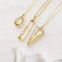 Golden Rutile Pendulum Necklace – Gold - Plated Spiritual Jewelry in Adjustable Lengths - Mystic Soul Jewelry