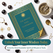 Mystic Soul Guidebook with spiritual items on a white background