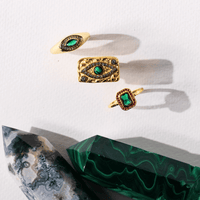 Hammered Gold Evil Eye Ring with Malachite – Waterproof & Tarnish - Free - Mystic Soul Jewelry