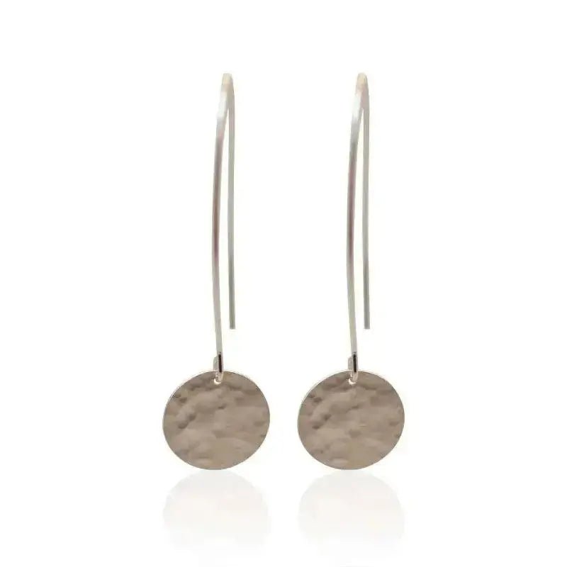 Hammered Long Disk Earrings - Mystic Soul Jewelry