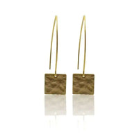 Hammered Square Long Silver Earrings - Mystic Soul Jewelry