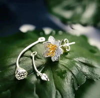 Handcrafted Sterling Silver Lotus Flower Earrings: Studs - Mystic Soul Jewelry