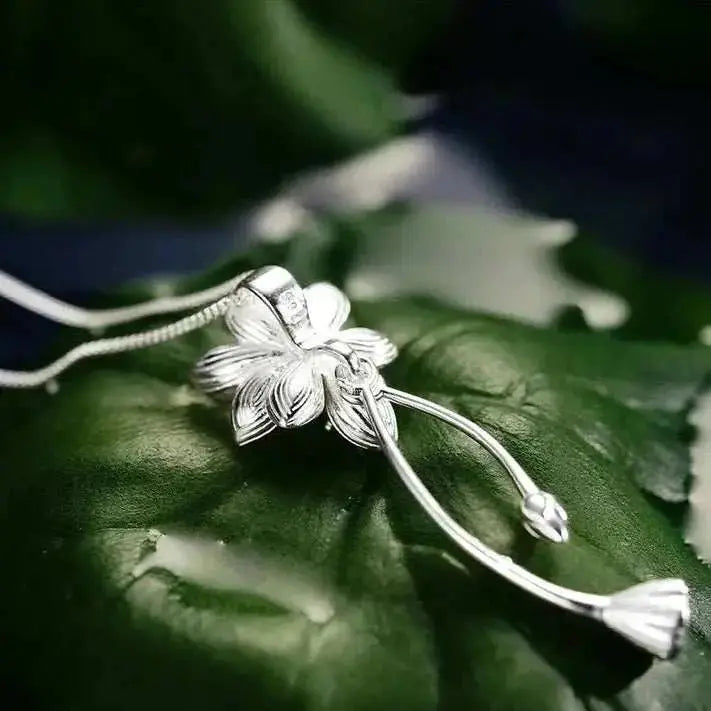 Handcrafted Sterling Silver Lotus Flower Pendant Necklace - Elegant & Spiritual - Mystic Soul Jewelry