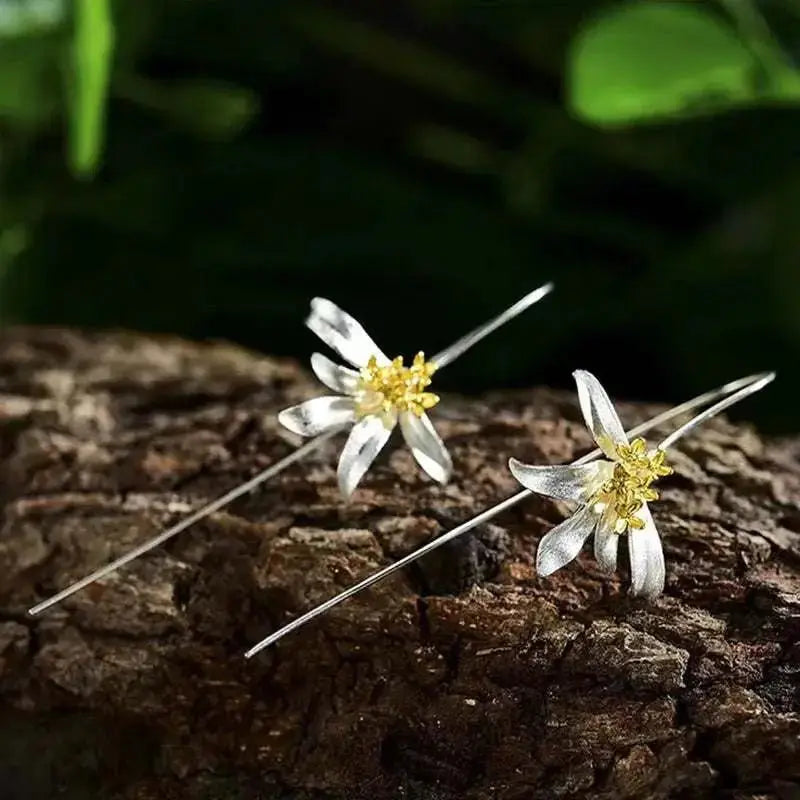 Handcrafted Sterling Silver Osmanthus Floral Earrings - Mystic Soul Jewelry