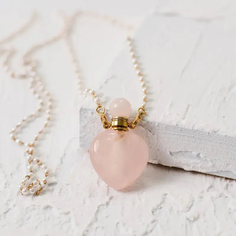 Heart Vial Pendant: Pink Aura Necklace - Mystic Soul Jewelry