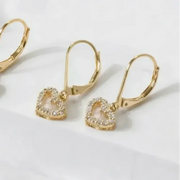 crystal heart and pink butterfly earrings